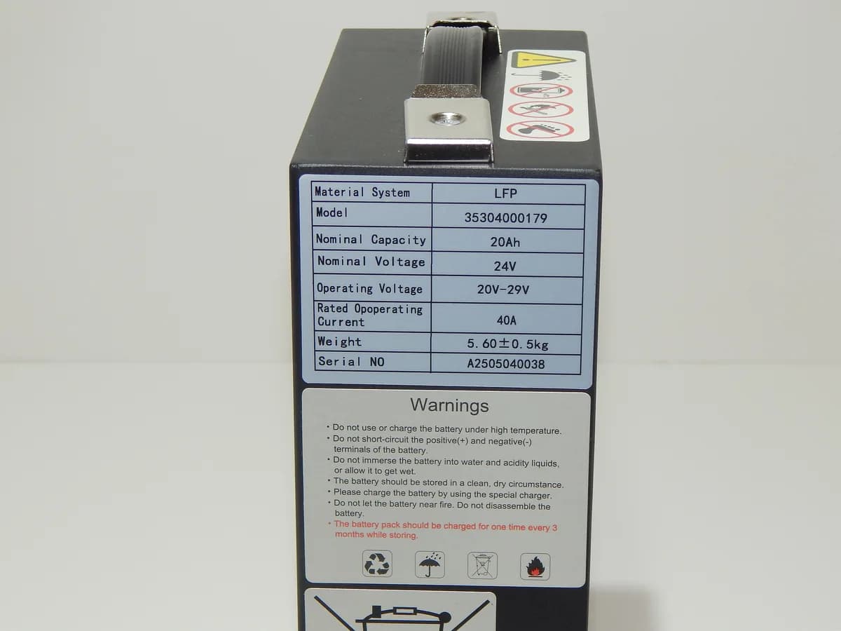Аккумулятор литий-ионный (Li-ion) 24В/20Ач 186х85х266  для тележек CBD15 — фото 2